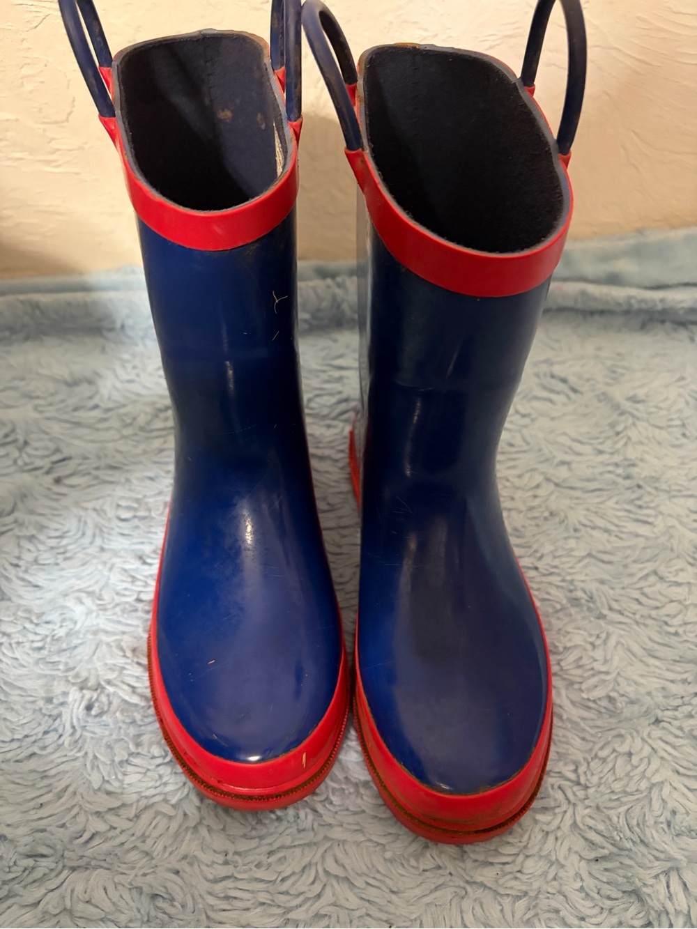 Kids Blue and Red Rain Boots